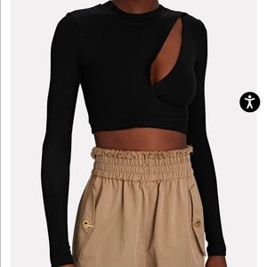 Lama Jouni - Cut-Out Ribbed Knit Cropped Top - Small